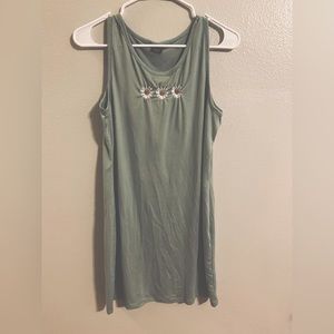 Olive green dress with daisy